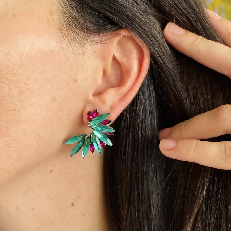 PENDIENTES CLASSIC VERDE AGUA Y FUCSIA - Imagen 2