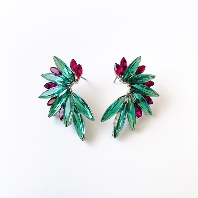PENDIENTES CLASSIC VERDE AGUA Y FUCSIA