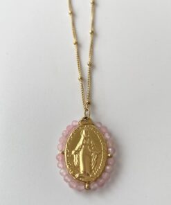 Collar virgen LA MILAGROSA rosa