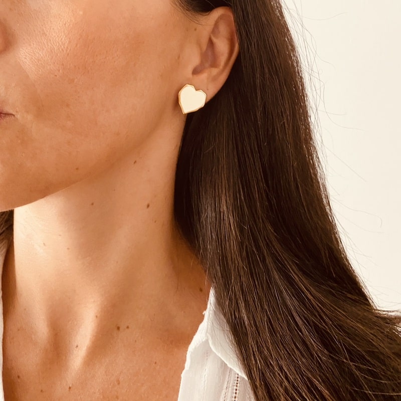 Pendientes CORAZÓN esmalte blanco - Imagen 2