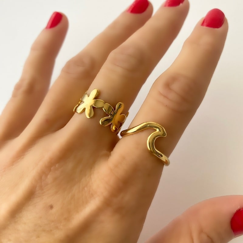 Anillo FLOR dorado - Imagen 2