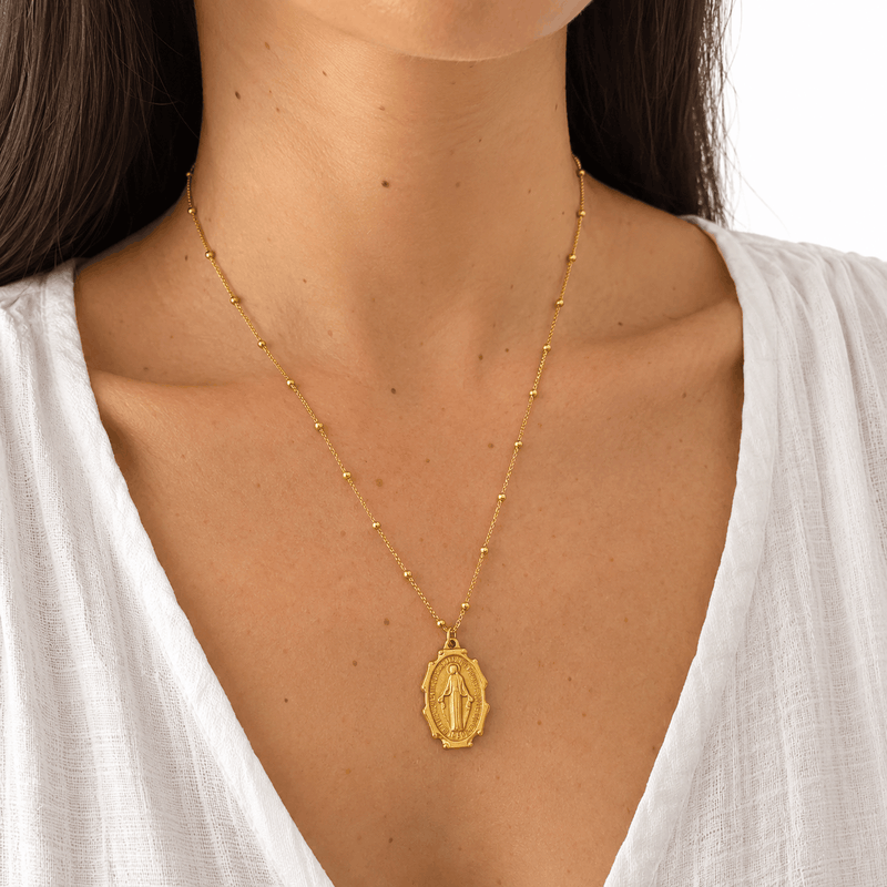 Collar dorado con medalla de la Virgen Milagrosa - Imagen 2