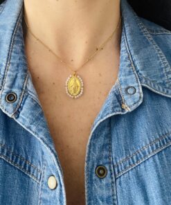 Alternative view of Collar dorado virgen LA MILAGROSA blanco