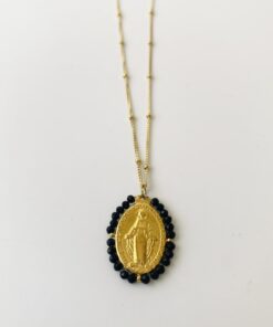 Collar dorado virgen LA MILAGROSA negro