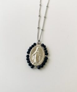 Alternative view of Collar plateado virgen LA MILAGROSA negro