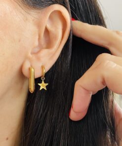 Alternative view of Pendiente arito ESTRELLA dorado