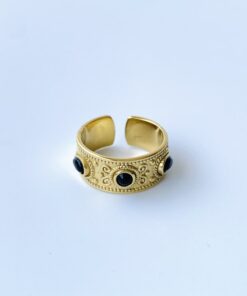 Anillo LETICIA dorado piedra negra