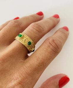 Anillo LETICIA dorado piedra verde - Imagen 3