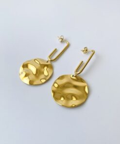 Pendientes largos MEDALLA dorados - Imagen 3
