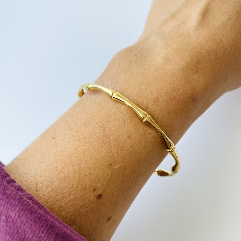 Brazalete fino CAÑA dorada - Imagen 2